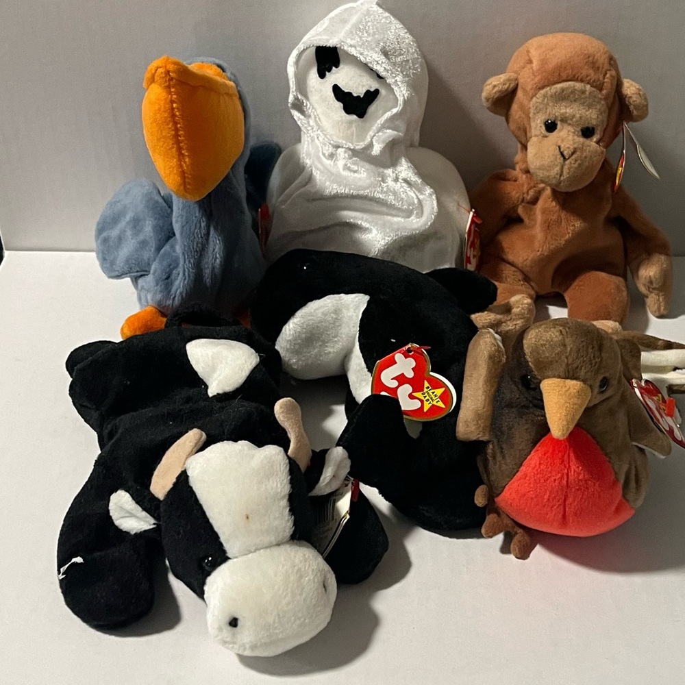 🌸 EUC TY Beanie Babies Plush Stuffed Animals - Set of 6
